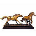 Two Running Horses Antique bronze Figurine - 16" W x 8" H